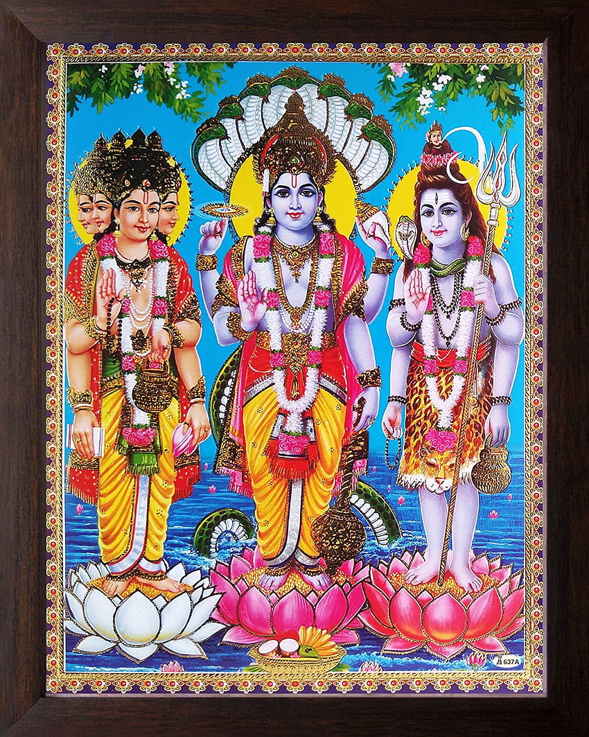 Art n Store: Lord Brahma, Vishnu, Mahesh Wall Painting/Poster, brahma vishnu mahesh Sfondo del telefono HD