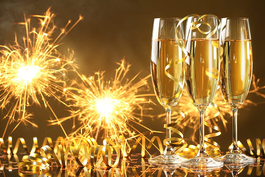 happy, New, Year, Champagne, Golden, Celebration, Holiday, happy new year champagne glasses HD wallpaper