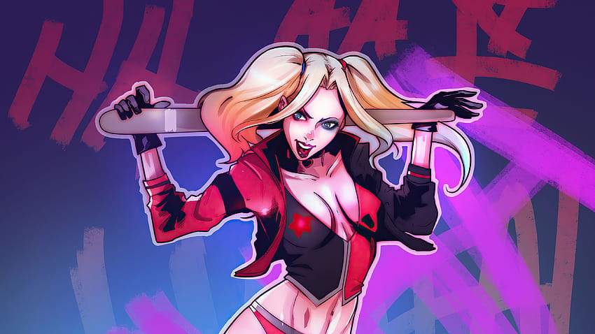 Harley Quinn com Base Bat Fan Art, super-heróis, planos de fundo e artistas papel de parede HD