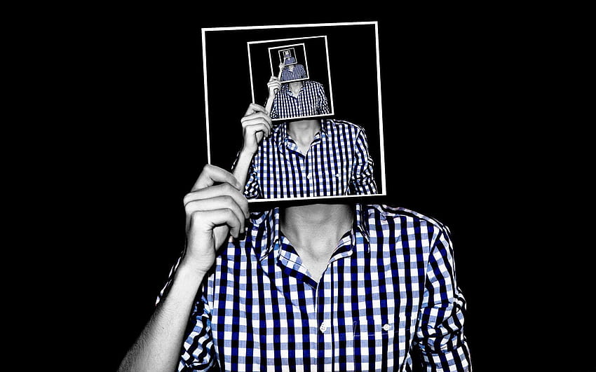 men plaid shirt optical illusion HD wallpaper