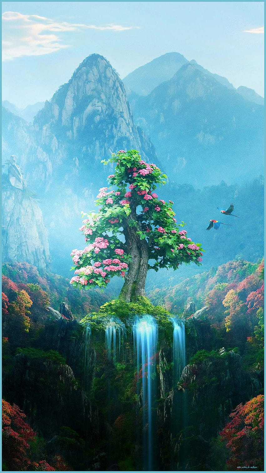Пролет Есен Цветна природа Магическа гора Мобилен, есенен горски мобилен телефон HD тапет за телефон