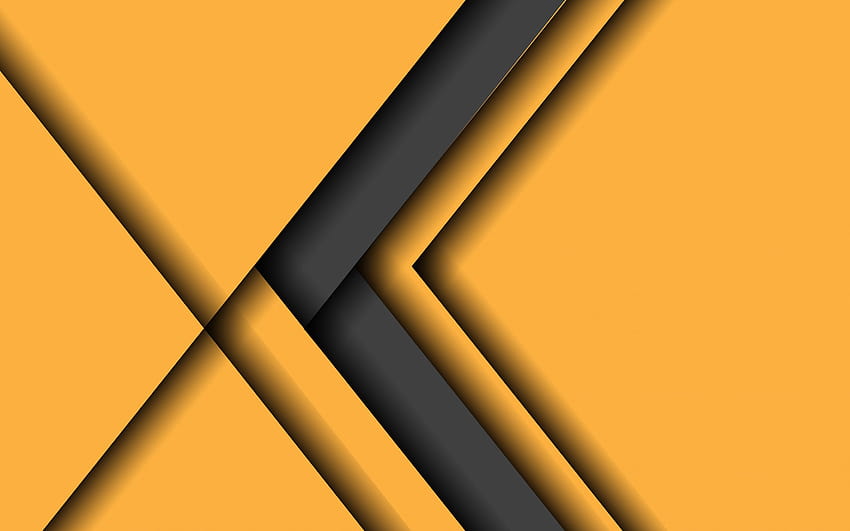 latar belakang bahan kuning, desain bahan, abstrak kuning, kuning dan hitam Wallpaper HD