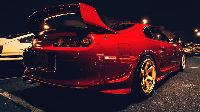 1366x768 Toyota Supra, Red, Back View, Sport, Cars for Laptop,Notebook, 1366x768 cars HD wallpaper