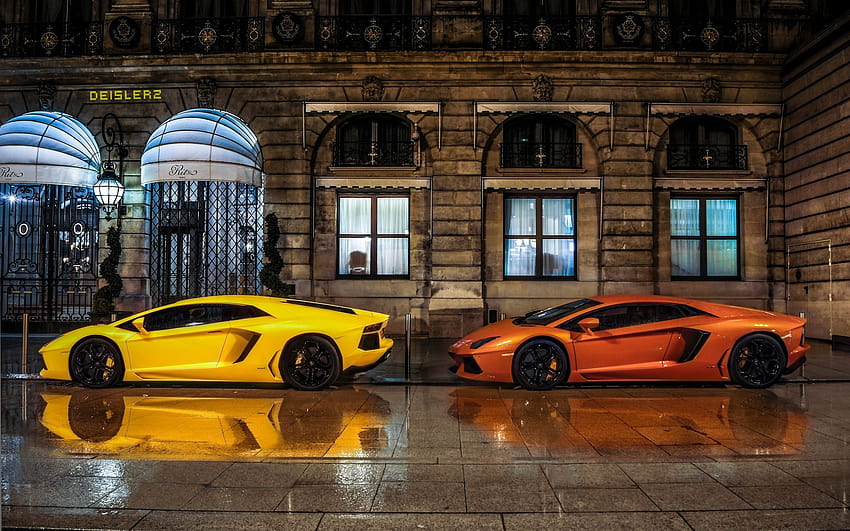 yellow, Orange, Lamborghini, Lamborghini Aventador, Italian Cars, Mid engine, Car / and Mobile Backgrounds HD wallpaper