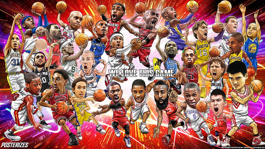Caricature de joueurs de basket-ball publiée par Christopher Mercado, joueurs de dessin animé nba Fond d'écran HD