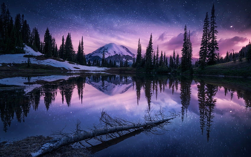2560x1600 湖の自然の夜の反射 2560x1600 解像度、 高画質の壁紙