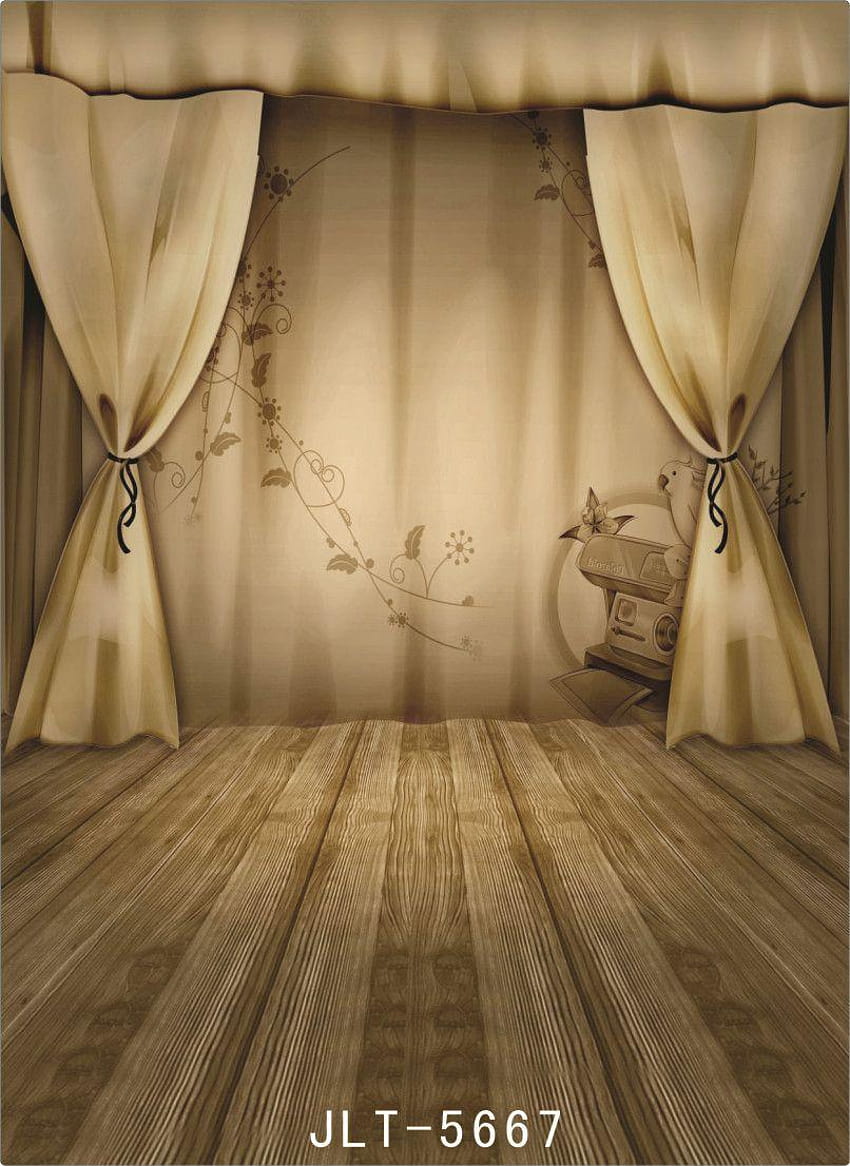 Champagne Curtain Wooden Floor Backgrounds for Computer, curtain backgrounds HD phone wallpaper
