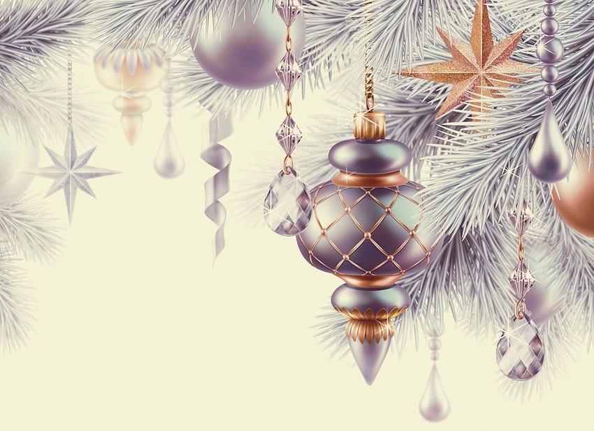 Silver and Gold Ornaments, silver christmas decorations HD wallpaper ...