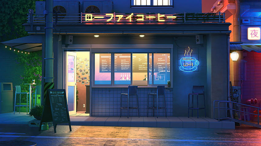 LoFi Late Night Coffee Shop [3840x2160] : r/, lofi аниме HD тапет