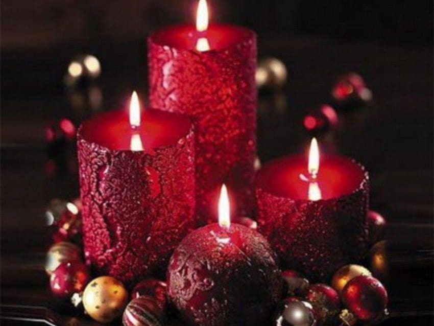Colorful Candles, rose and christmas red candles HD wallpaper