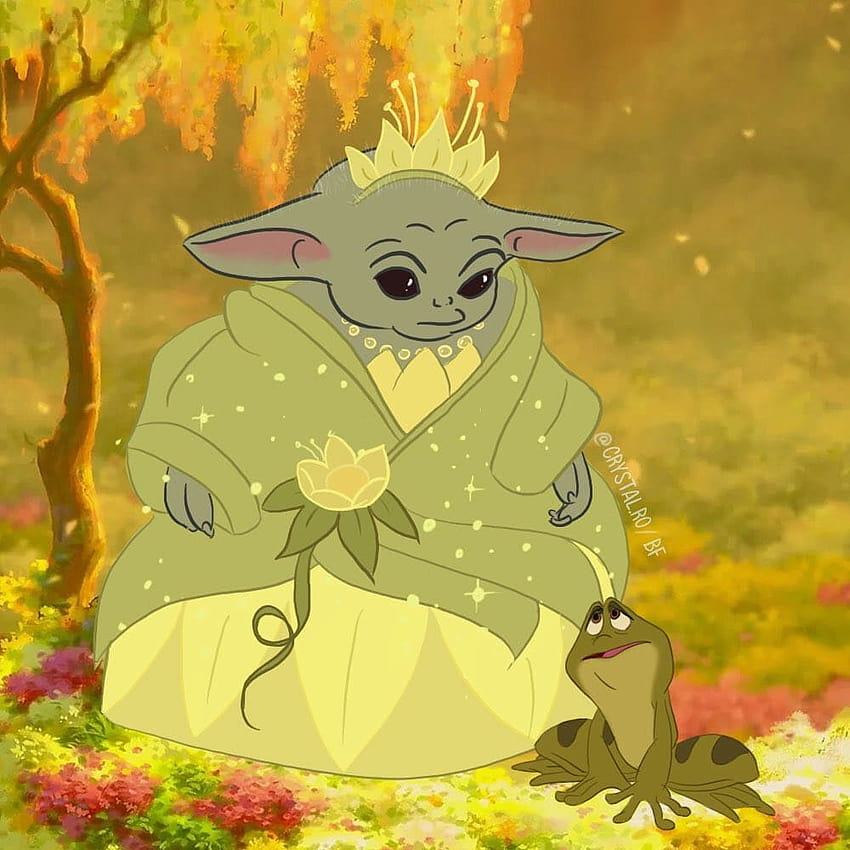 Baby Yoda as Disney Princess funny HD phone wallpaper