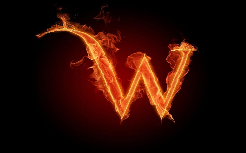 Fogo ardente Letra W, alfabetos ardentes papel de parede HD