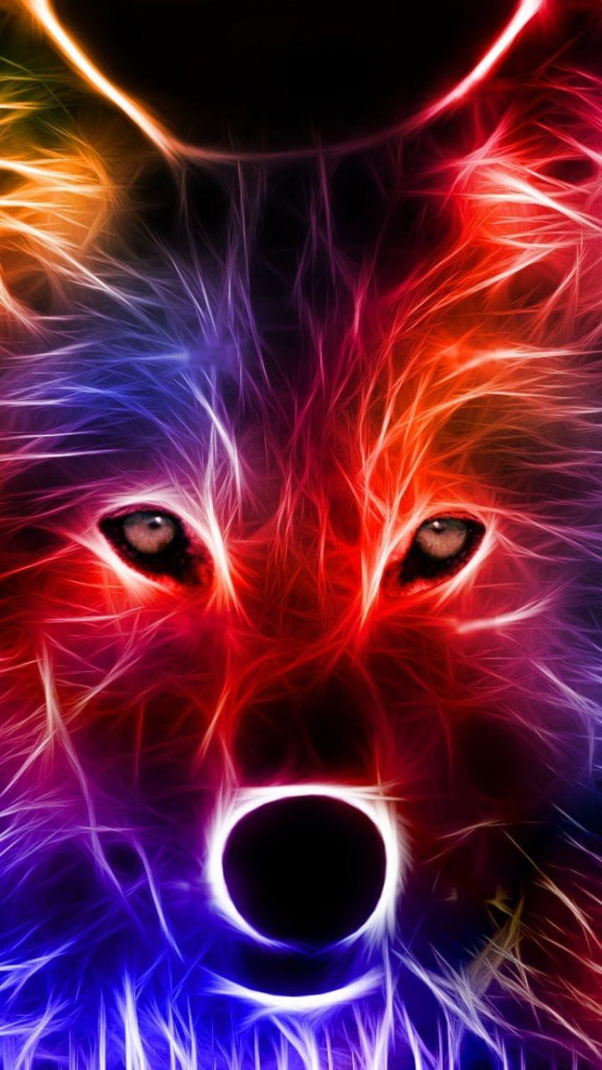 Animal/Wolf, neon wolf HD phone wallpaper