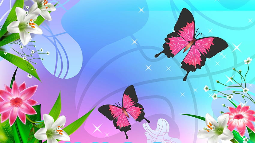 blue butterfly border designs
