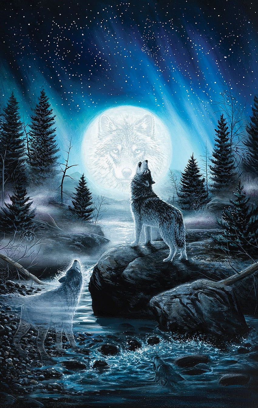 개에 놀라운 늑대, 애니메이션 늑대 아이폰 HD 전화 배경 화면