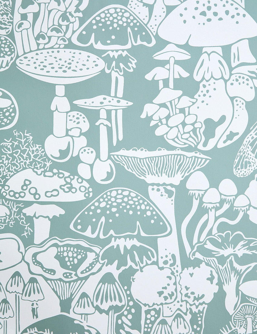 Mushroom City Designer w kolorze Botanica „Soft White on Frost Green” na sprzedaż w 1stDibs, estetyka grzybów Tapeta na telefon HD