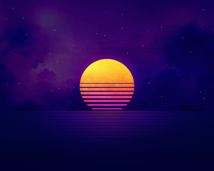 Retrowave Sunset, Artiste, Arrière-plans, coucher de soleil rétro violet Fond d'écran HD