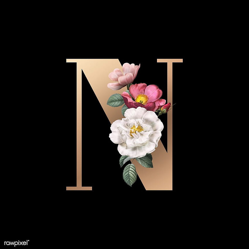 premium illustration of Classic and elegant floral alphabet font, n letter design HD phone wallpaper