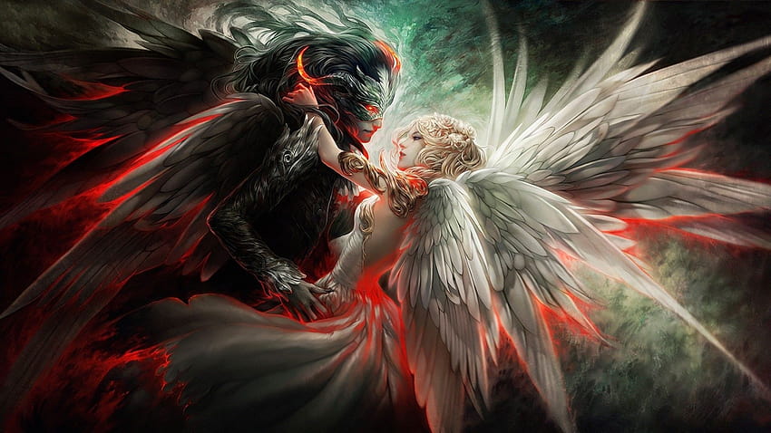 Anime Angel And Demon Love, anime setan Wallpaper HD