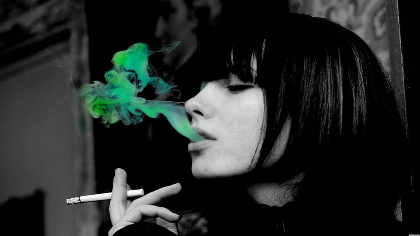 Frauen, Rauchen, Selektiv, Färben, Zigaretten, Schwarz, Haare, Models / und mobile Hintergründe, Farbfrauen HD-Hintergrundbild
