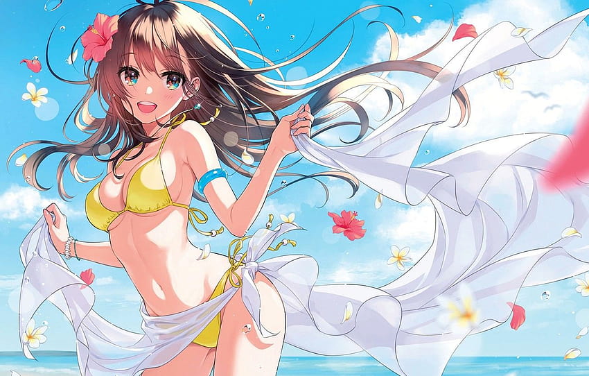 beach, swimsuit, summer, girl, summer beach anime HD wallpaper