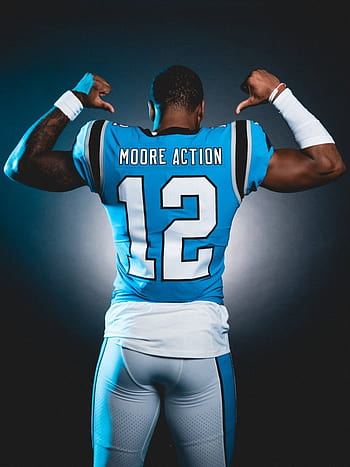 Download Carolina Panthers DJ Moore Vibrant Blue Wallpaper