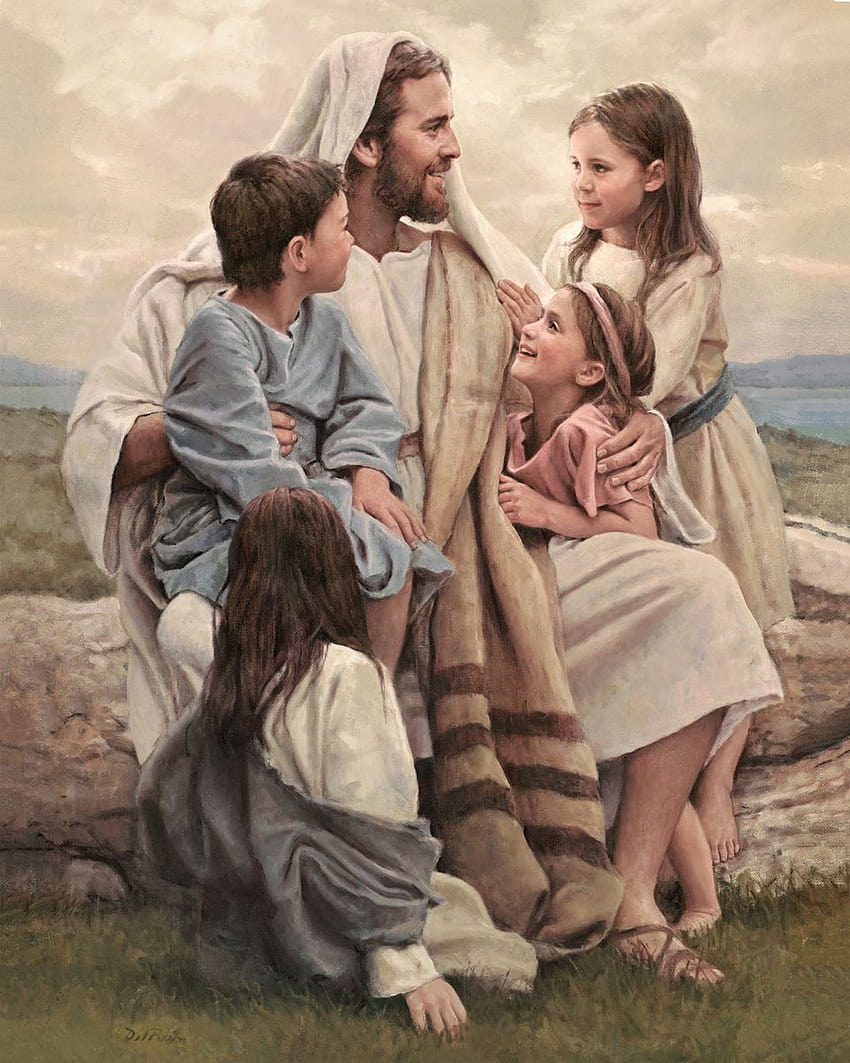 말, 예수와 어린이에 있는 핀 HD 전화 배경 화면