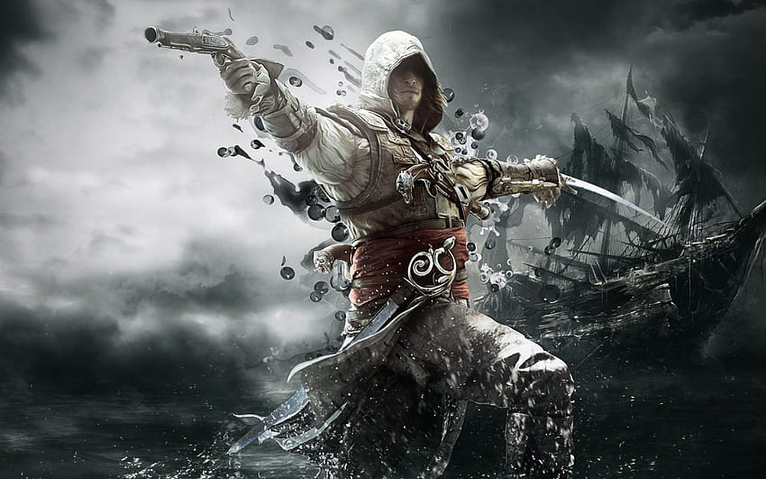 Assassins Creed IV Black Flag PS4 Requiere un parche, anime estético negro ps4 fondo de pantalla