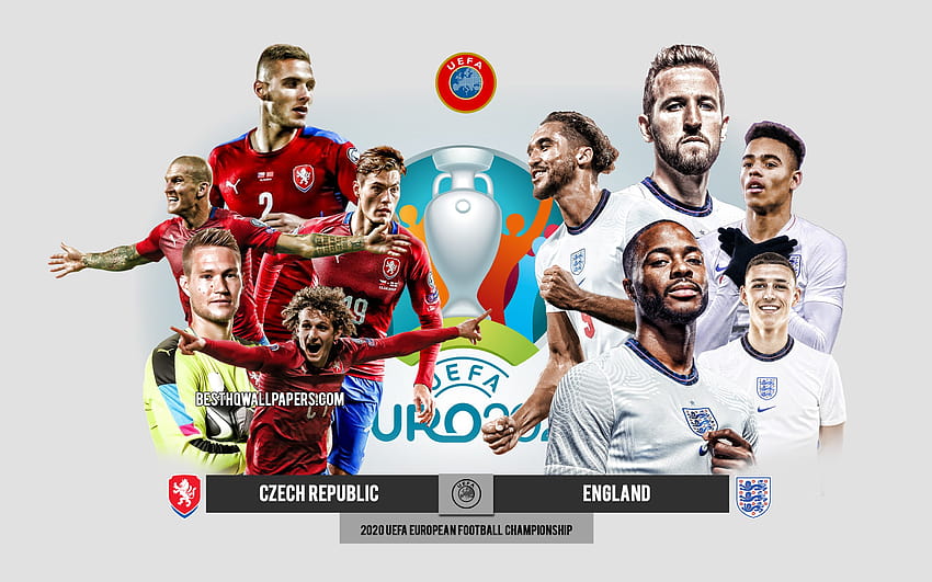 Çek Cumhuriyeti vs İngiltere, UEFA Euro 2020, Önizleme, promosyon malzemeleri, futbolcular, Euro 2020, futbol maçı, Çek Cumhuriyeti Milli Futbol Takımı, İngiltere Milli Futbol Takımı çözünürlüklü 2880x1800 HD duvar kağıdı