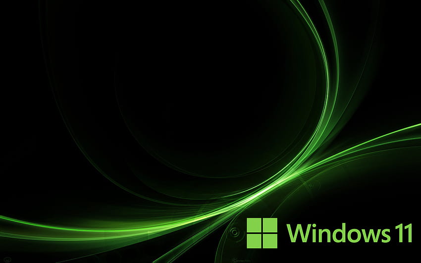 Latar Belakang Hitam dan Hijau untuk Laptop Windows 11, jendela hitam 11 Wallpaper HD