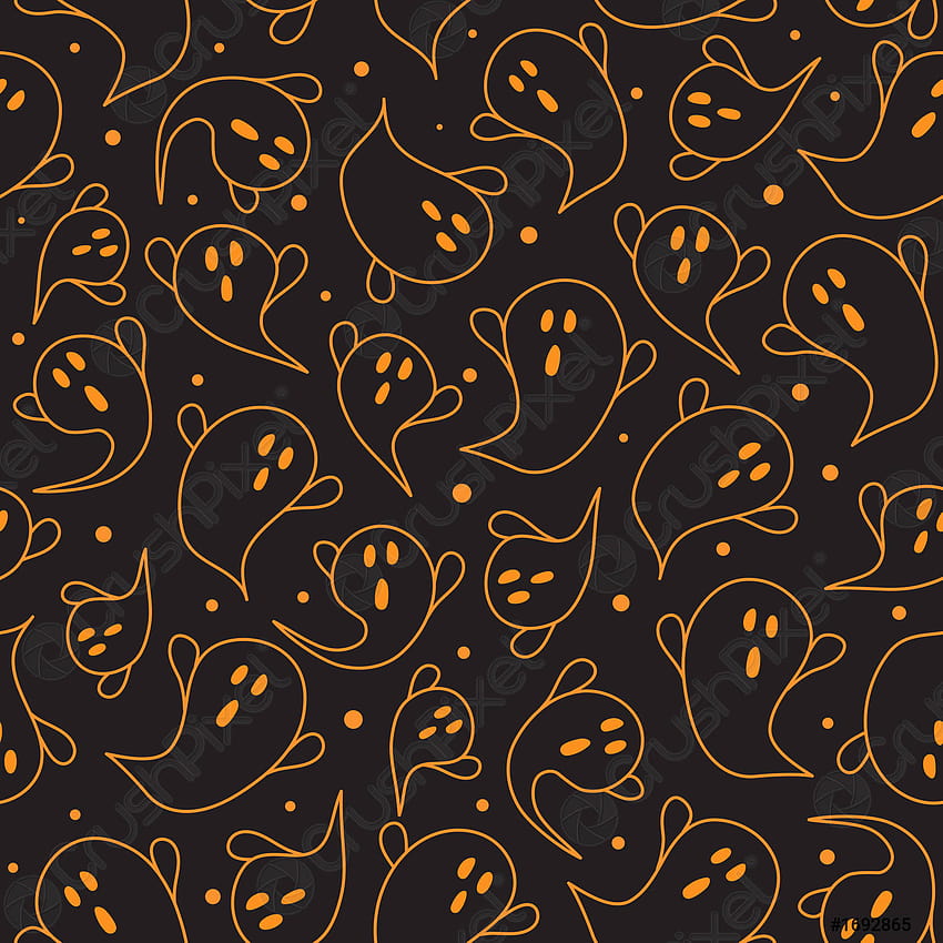 Halloween ghost seamless pattern on black backgrounds Cute halloween ghost, halloween horror pattern HD phone wallpaper