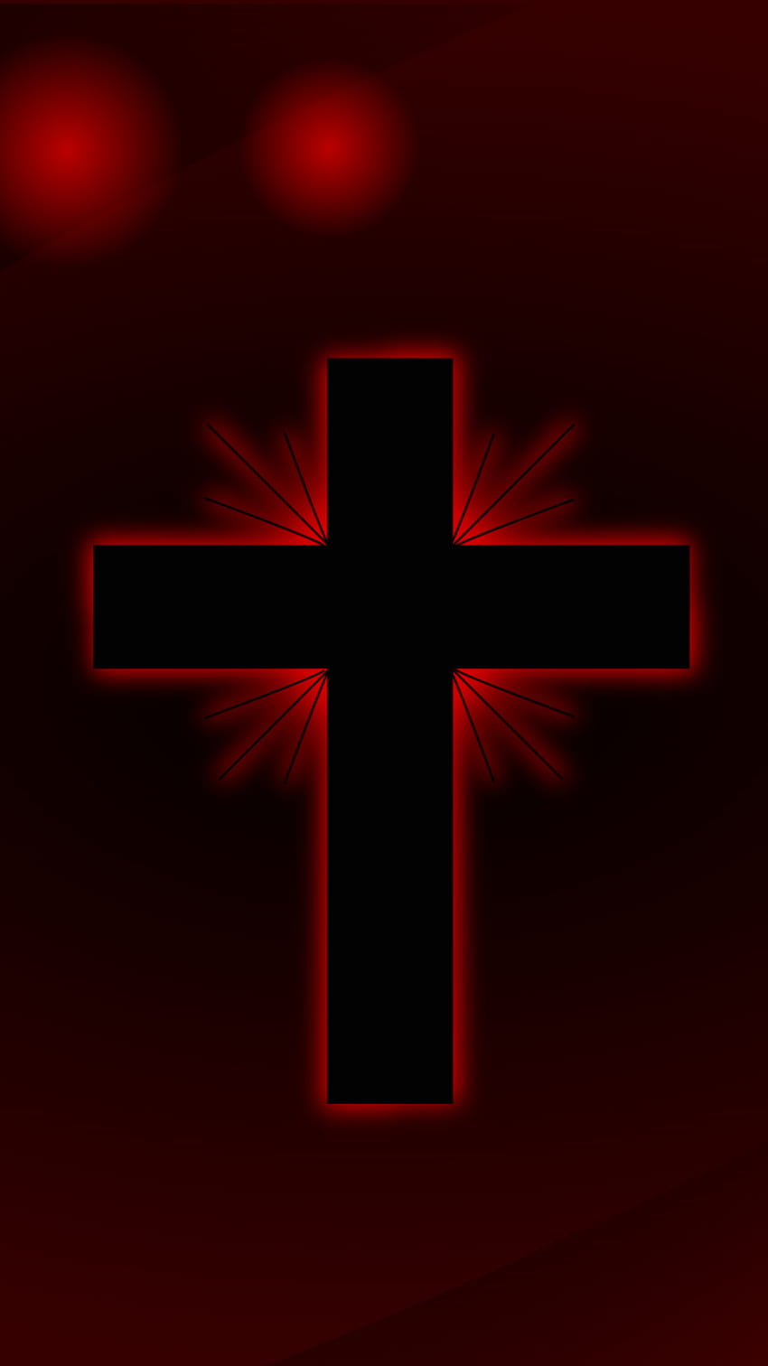 Red Glowing Cross [2400x1350] for your , Mobile & Tablet, catholic smartphone HD phone wallpaper