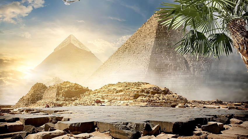Egypt Cairo Nature Desert Sky Pyramid Stones 2560x1440, mobile pyramid HD wallpaper