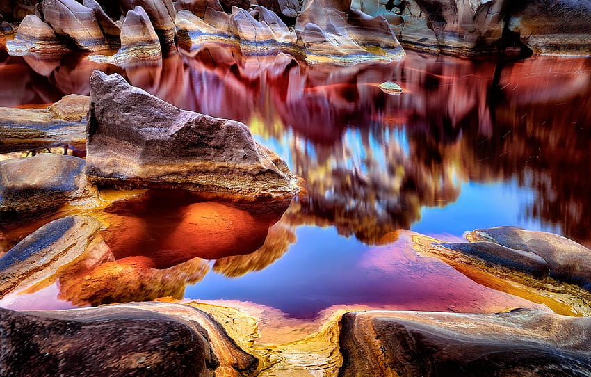 stones, Spain, Andalusia, Rio Tinto, Red River , section природа HD wallpaper