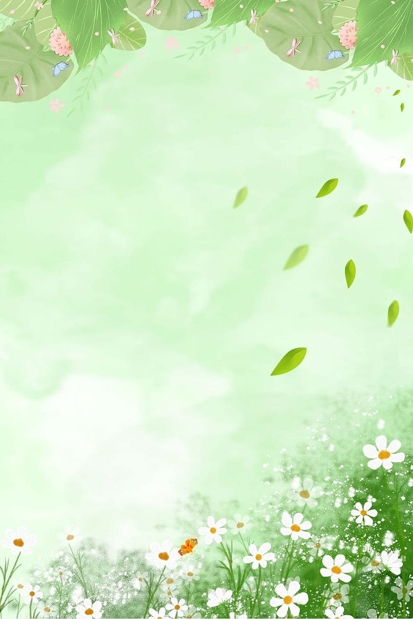 Fundos verdes de primavera de viagem pintados à mão verde, primavera de planta verde Papel de parede de celular HD