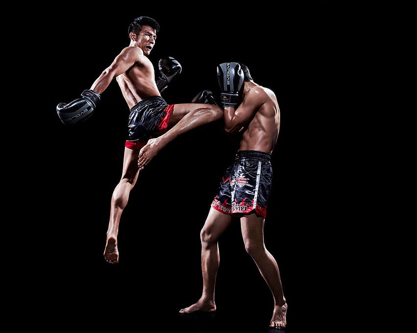 Muay thai, pertarungan, olahraga, latar belakang hitam 1920x1080 Penuh, tinju Thailand Wallpaper HD