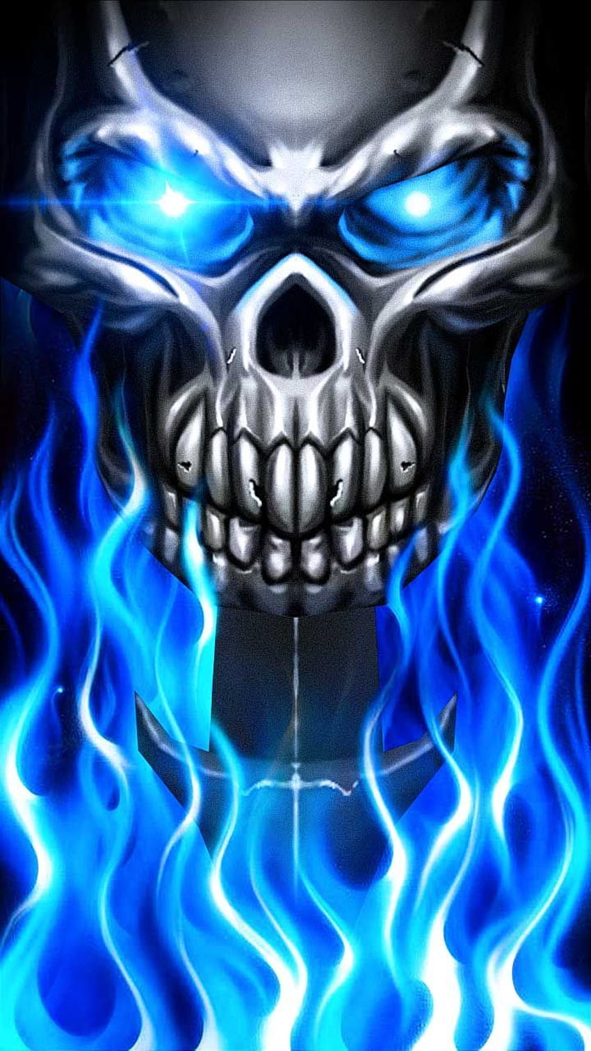 Blue Skull Fire posted by Zoey Tremblay, fire skeleton HD phone wallpaper