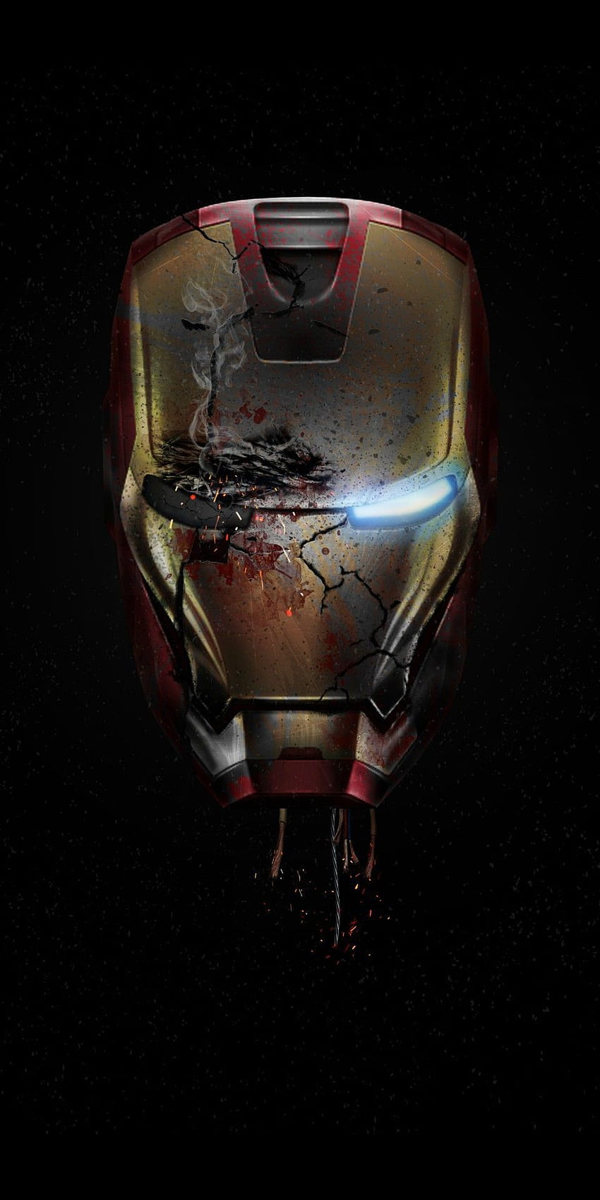 Iron Man Casco dañado Endgame, iron man endgame android fondo de pantalla del teléfono