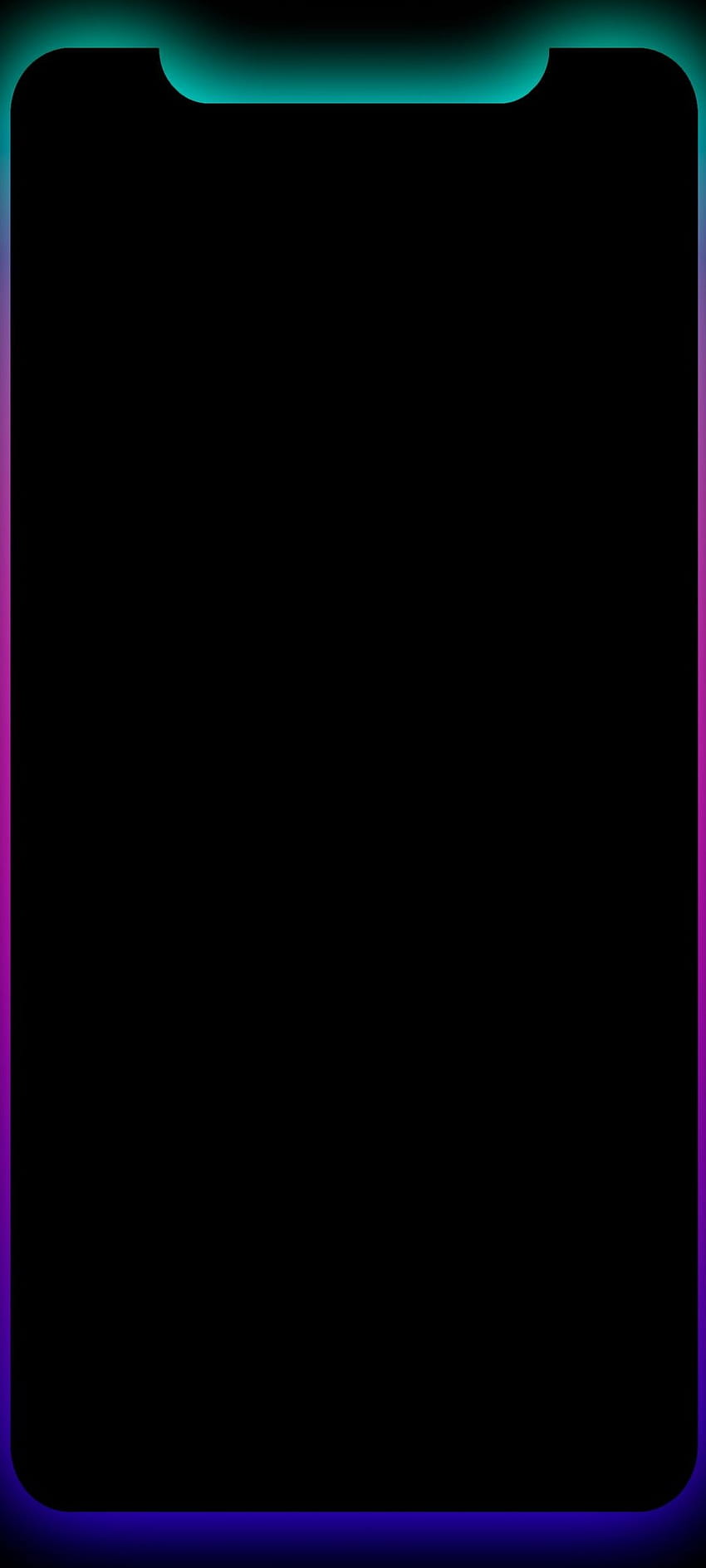 Граница AMOLED Neon Black Notch, неонова рамка HD тапет за телефон