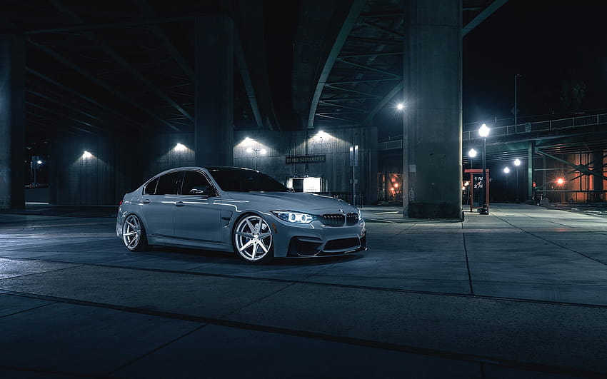 BMW M3, F80, night, 2017 cars, tuning, gray m3, german cars, BMW with resolution 1920x1200. High Quality, bmw m3 2017 HD wallpaper
