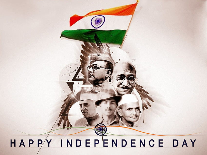 15 agosto Eroi nazionali Netaji, Jawaharlal Nehru, Gandhiji Sfondo HD
