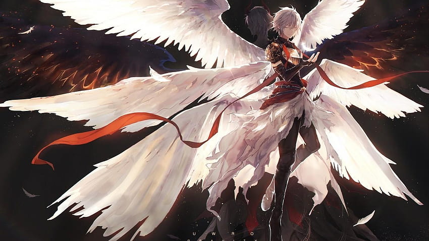 1366x768 Anime Boys, Granblue Fantasy, Flügel, Engel, Dämon und Engel Anime HD-Hintergrundbild