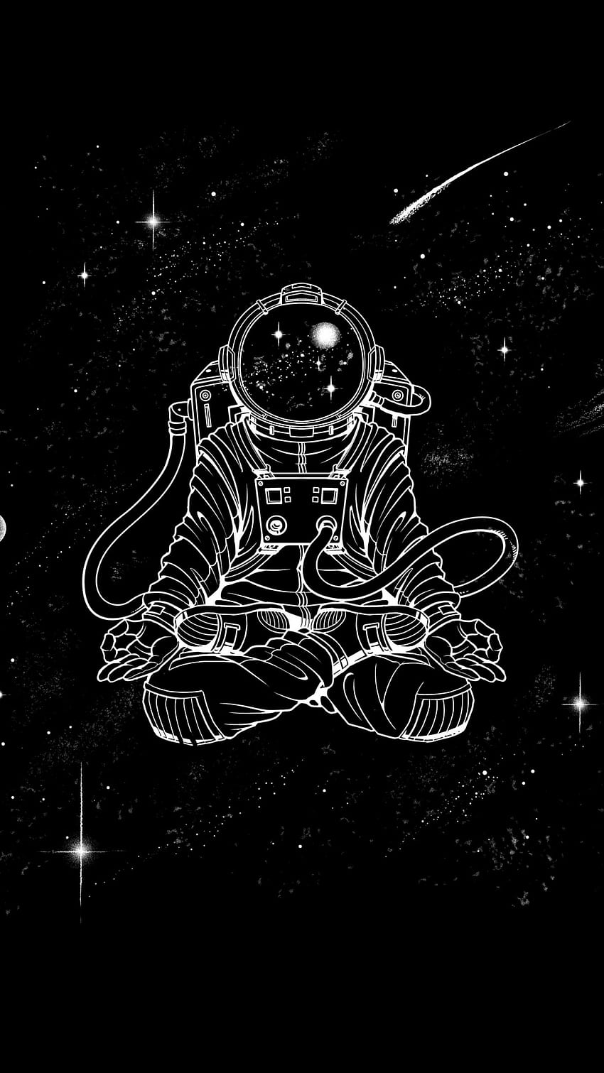 Astronaut , Yoga, Meditation, Minimal art, Space artwork, Black/Dark HD phone wallpaper
