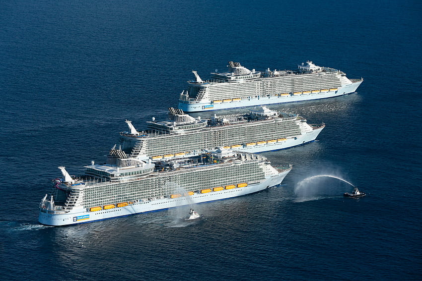 : Les plus grands navires de croisière du monde lors d'une rencontre historique, navire Oasis of the Seas Fond d'écran HD