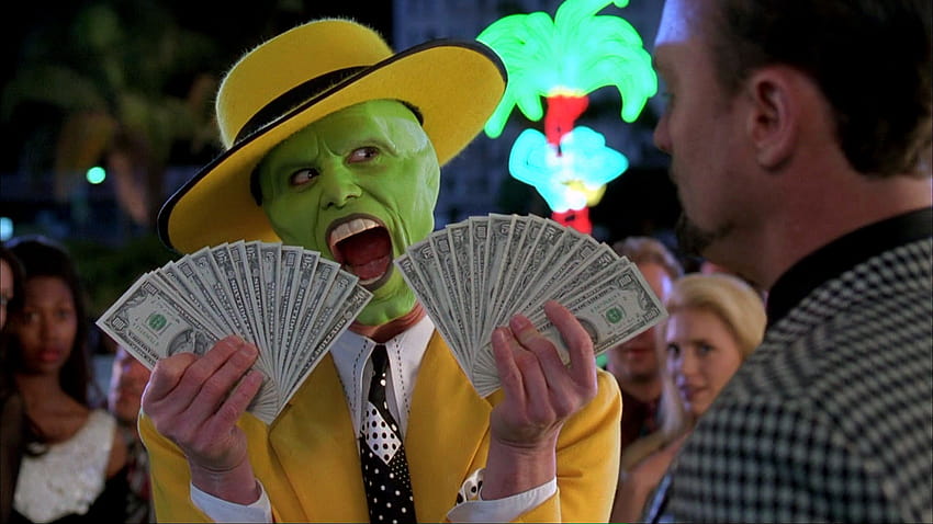 Maska Pieniądze Kadry Filmowe Jim Carrey Maska Garnitury Zielony Sceny Filmowe Humor, film o masce Tapeta HD