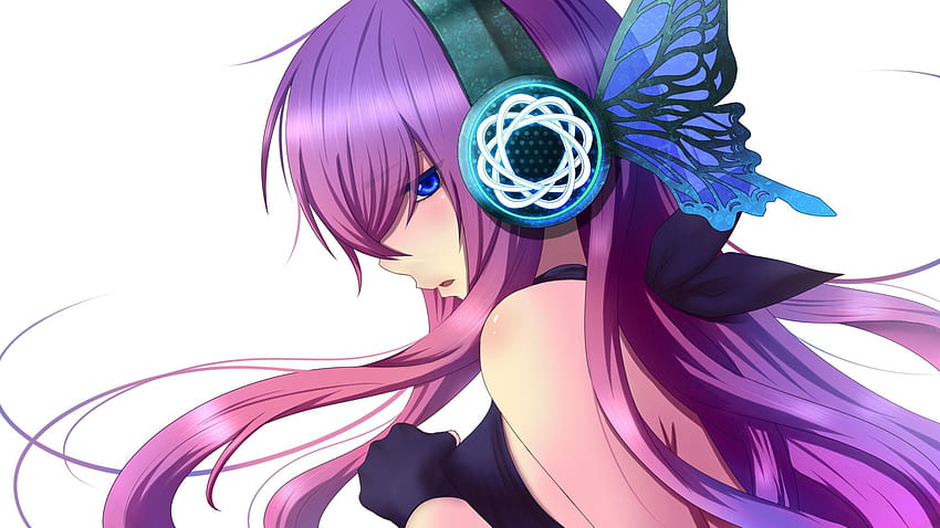 Purple Anime Girl, fille animée aux cheveux violets Fond d'écran HD