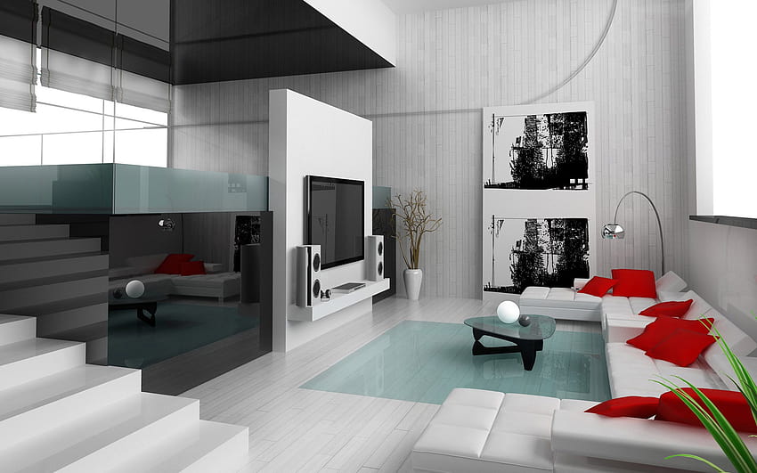 Домашен интериор модерна къща интериорен дизайн дизайн, модерни къщи HD тапет