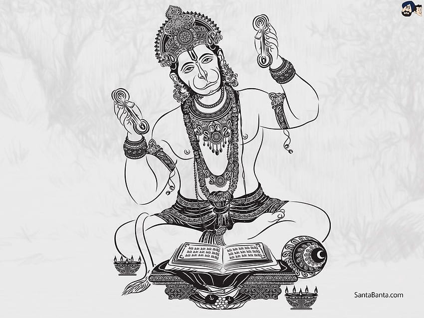 Hindu Gods & Goddesses Full &, hanuman sketch HD wallpaper
