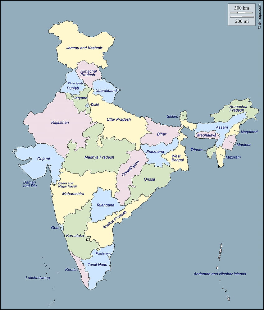 Liste der 29 Bundesstaaten, Hauptstädte und Ministerpräsidenten Indiens, Karte von Indien 2021 HD-Handy-Hintergrundbild