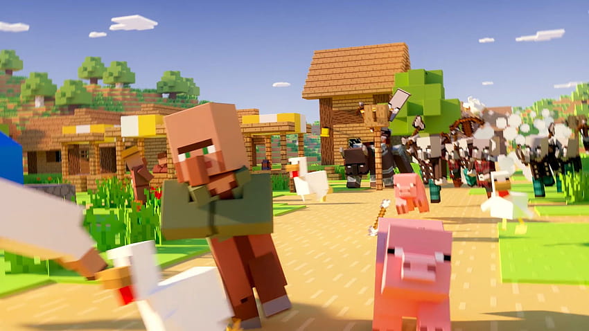 Villaggio e saccheggio di Minecraft Sfondo HD